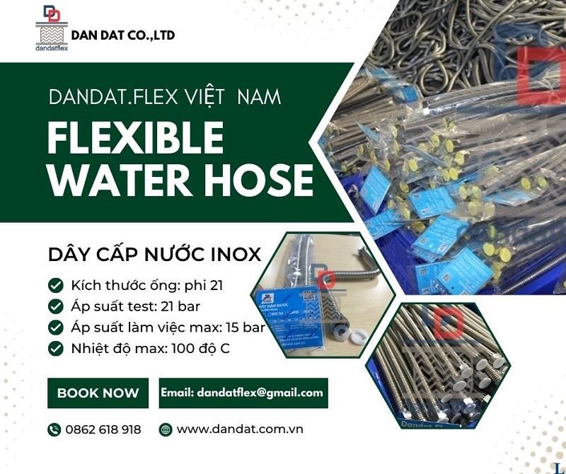 Dây cấp nước mềm inox dài 40cm | Dây cấp nước bình nóng lạnh (Dây dẫn nước)